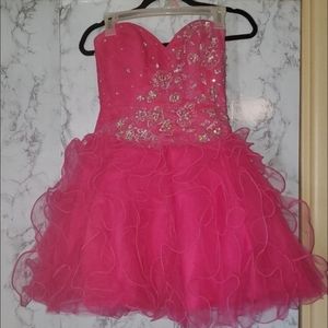 Beautiful Mori Lee short, Pink sequined floral dress